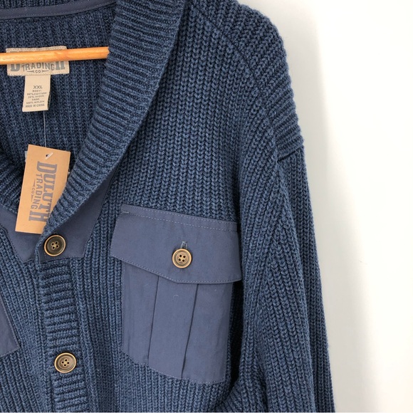 New Duluth Trading Mens Cotton Wool Military Sweater Jacket XXL Navy Blue NWT - Picture 4 of 15
